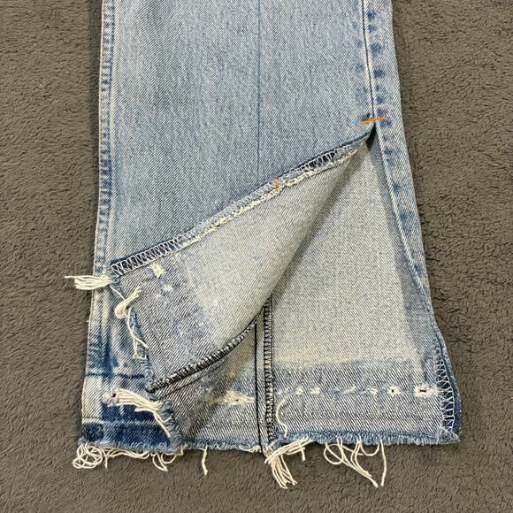 EB Denim Jeans Blue Unraveled Straight Leg Light Wash Destressed Women's Size 31 - Picture 9 of 14